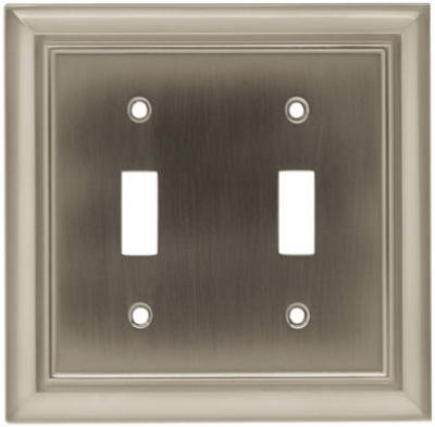 BRAINERD 64208 Architectural Double Toggle Switch Wall Plate / Switch Plate / Cover satin nickel