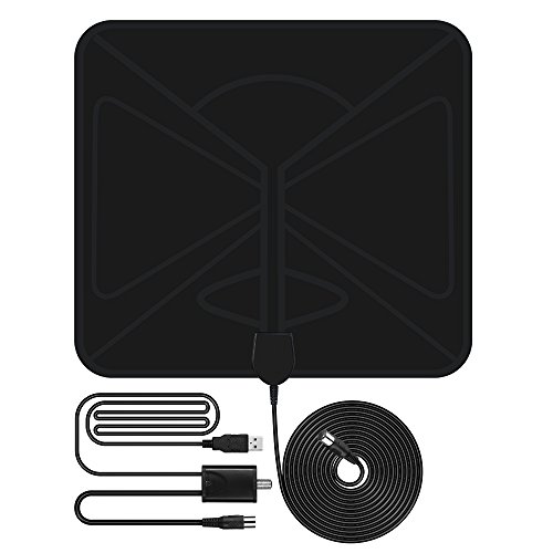 VicTsing Amplified Digital Indoor HDTV Antenna TV Aerial with Amplifier, 50-Mile Range Signal Booster with 10ft Coax Cable for Digital Freeview and Analog TV Signals, VHF / UHF, Window Aerial, Soft Design