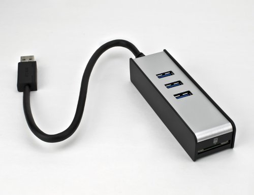 Superspeed USB 3.0 3-port Hub + Sd Card Reader (Black)