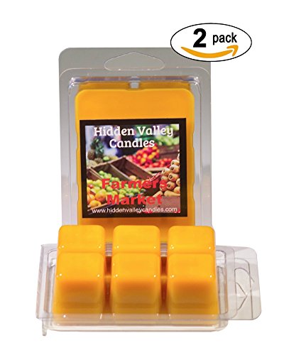 Farmers Market 2 Pack Double Scented Wax Melts. Cider-pressed apples and a hint of Clementine spiced with cinnamon, clove, and nutmeg. Old fashioned country goodness!