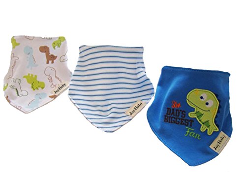 Joy Baby Mom's Care Super Absorbent Pure Cotton Stylish Bandana / Dribble Bib for Babies and Toddler (Blue (3Pack))