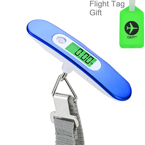 GikPi Luggage Scale Portable Travel Scale Hanging Scale And Flight Tag Set - 50KG (Blue)