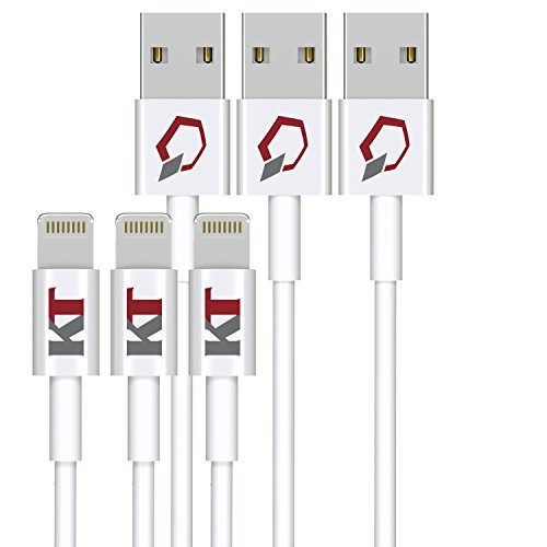 [Apple MFi Certified] Kash TechnologyTM (Lifetime Guarantee) 3ft iPhone 5 & 6 Charging Cable [Premier Series] Lightning Cable (Rapid Charge Technology) 8 pin to USB Sync Cable & Charger [Compatible with iOS 7 & 8] for Apple iPhone 5 / 5s / 5c / 6 / 6 Plus / iPod 7 / iPad Mini / Mini 2 / Mini 3 / iPad 4 / iPad Air / iPad Air 2 (3x 1m / 3.2ft Cord) (3 Pack) [Frustration-Free Packaging]