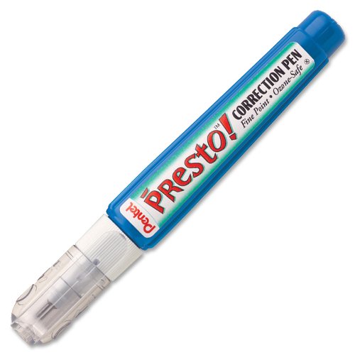 Pentel Presto! Pocket Correction Pen, Fine Point Metal Tip, White, 7 ml/0.23 fl.oz. 1 Pack (ZL62WBP-K6)