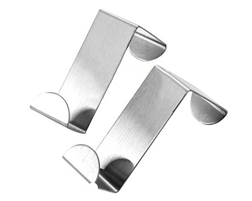 MYLIFEUNIT Brushed Stainless Steel Reversible Over Door Hook - 2 Pack