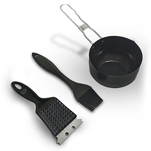 OUTXPRO Non-Stick Marinade Sauce Pot Set with Grill Silicone Basting Brush and BBQ Scraper