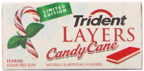 Trident Layers Sugar Free Gum, Candy Cane, 14 Piece Box (Pack of 12)