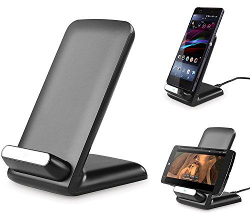 LingsFire® Compact High Efficiency T-900 3-Coils Phone Stand Cradle Qi Wireless Charging Pad Dock Wireless Charger for QI Standard Smartphone Nokia Lumia 920 / 930 / 822 / 1020 / 1520 Samsung Galaxy S3 / S4 / S5 / S6 / S6 Edge / Note 2 / Note 3 / Note 4 iPhone 4 / iPhone 4S / iPhone 5 / iPhone 5S / iPhone 5C / iphone 6 / iphone 6 Plus / HTC 8X / M8 And Any Other Cellphone With Wireless Charger Receiver Module