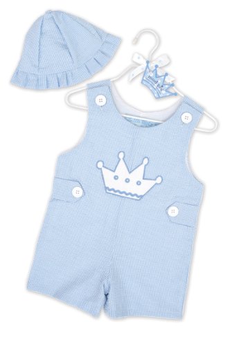 Mud Pie Baby Little Prince Crown Shortalls and Hat Set