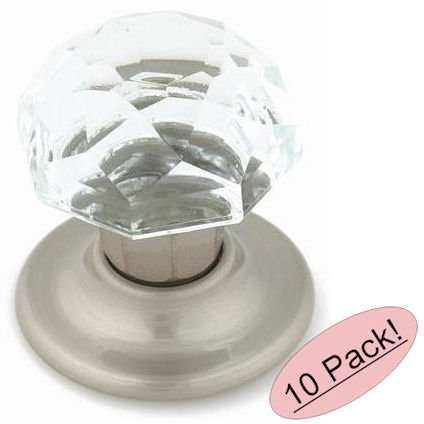 Amerock E5247-2-CSG Clear Crystal with Satin Nickel Base Oversize Bi-Fold Door Knob Hardware, 1-3/4 Inch Diameter - 10 Pack