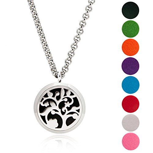 EVERLEAD Stainless Steel Round Essential Oils Diffuser Magnetic Locket / Carving Aromatherapy Necklace