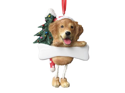 Golden Retriever Ornament with Unique Dangling Legs Hand Painted and Easily Personalized Christmas Ornament
