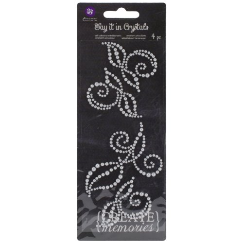 Prima Marketing SIIC-SW-70415 Say it in Crystals Adhesive Swirls with Leaf, 7 by 3-Inch, Pearl White