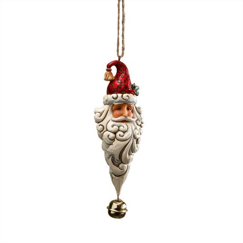 Jim Shore Heartwood Creek Santa with Dangle Bell Hanging Ornament, 5-1/2 Inches