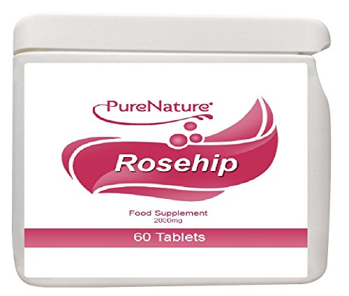 ROSEHIP PURE HIGH STRENGTH 2000mg, 60 TABLETS Suitable for vegans, vegetarians non vegetarians and diabetics FREE UK Delivery