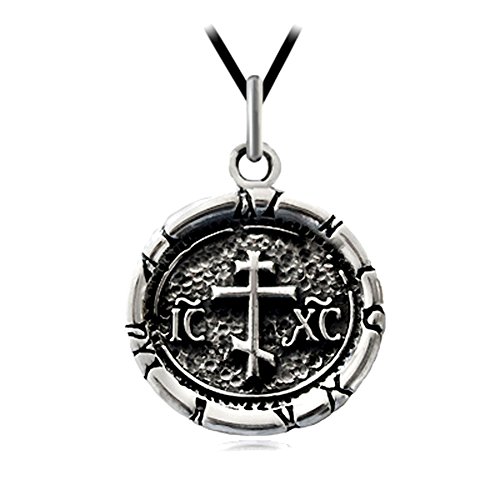 CHRISTIAN ORTHODOX RUSSIAN CROSS ICXC SOLID STERLING 925 SILVER PENDANT NECKLACE