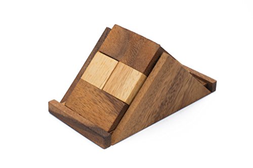 SiamMandalay®: Wooden Brain Teaser Triad Pyramid Puzzle Interlocking Assembly Puzzle