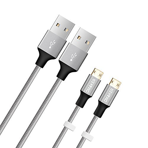 Reversible Micro USB Cables, Omaker 2 Pack Premium Micro USB Cable Nylon braided High Speed USB 2.0 A Male to Micro B Sync and Charging Cable Cord with Reversible Ends