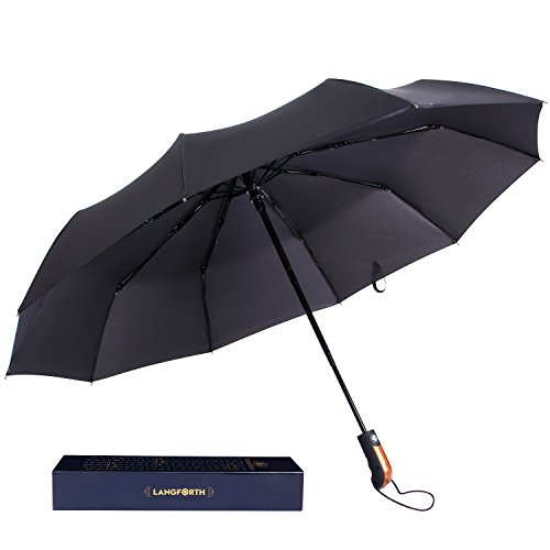 Langforth Wind Resistant 10-Rid Compact Travel Umbrella Auto Open/Close