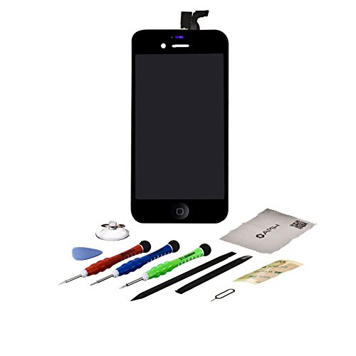 AMH Front Glass Panel & LCD Display & Touch Screen Digitizer Assembly Replacement Compatible with Model A1387 iPhone 4S () + Repairing Flowchart + Tools Kit