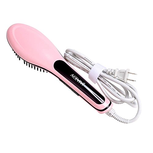 ACEVIVI 29W Digital Anti Static Ceramic Hair Straightener Brush Pink