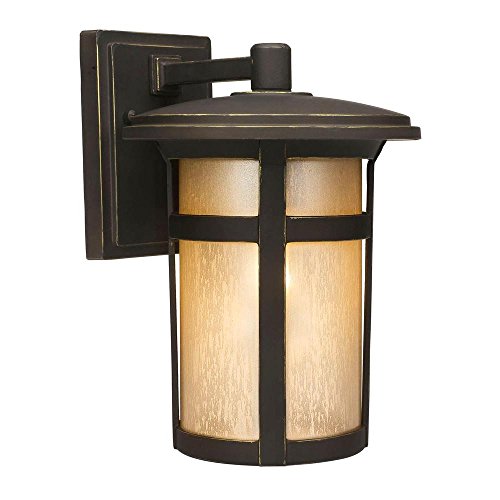 Round Craftsman 1-Light Outdoor Dark Rubbed Bronze Wall Lantern