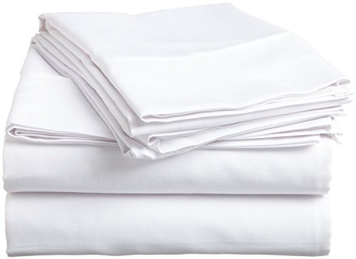 British Choice Linen Egyptian Cotton 4 PCs Sheet Set 650-Thread-Count Sateen UK King (+35 CM) Pocket Depth, White Solid ( One Flat Sheet, One Fitted Sheet & Two Pillowcover )