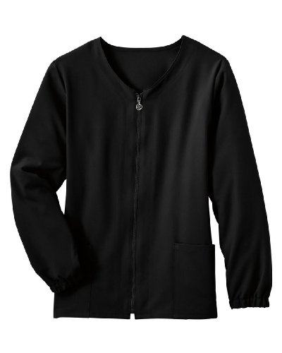Classic Fit Collection by Jockey Women's Tri Blend Zipper Scrub Jacket Small Black