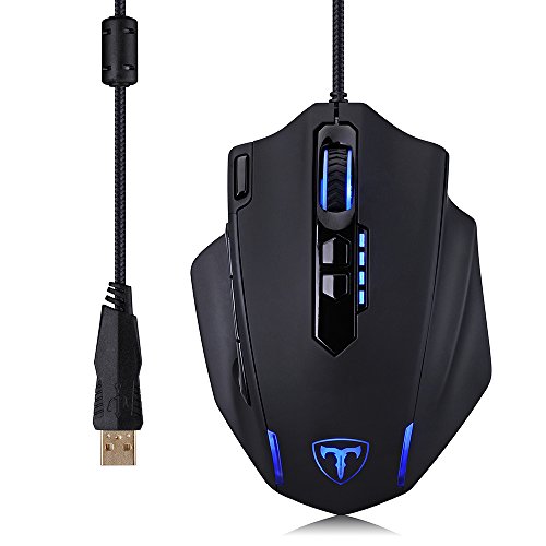 High Precision 4000 DPI Wired USB Gaming Mouse for PC, 11 Programmable Buttons, 5 User Profiles Macro Editing with CD Driver - Surface Support
