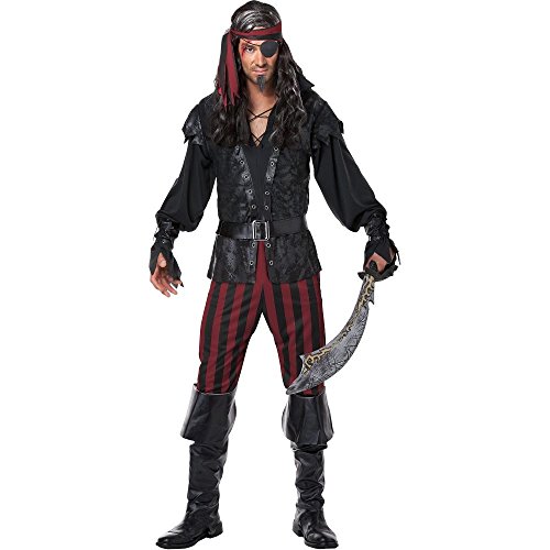 California Costumes Men's Ruthless Rogue Pirate Buccaneer Swashbuckler, Black/Red, Medium