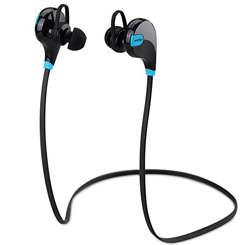 Bluetooth Sports Headphones, Mpow Swift Bluetooth 4.0 Wireless Sports Earphones Headset with Mic and AptX for iPhone 6s 6s Plus 6 6 Plus 5 5c 5s 4s Samsung Galaxy S6 S5 S4 S3 Note 3 and Other Android Cell Phones (Blue)