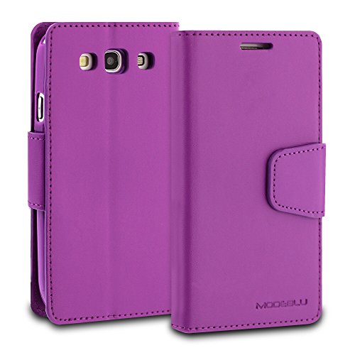 Galaxy S3 Case, ModeBlu [Classic Diary Series] [Purple] Wallet Case ID Credit Card Cash Slots Premium Synthetic Leather [Stand View] for Samsung Galaxy S3