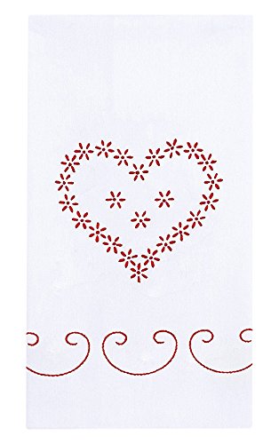 Jack Dempsey Stamped White Decorative Hand Towel, 17-Inch by 28-Inch, Valentine's Day