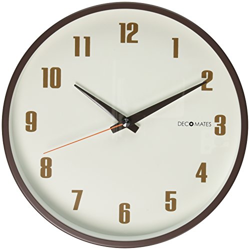 DecoMates Non-Ticking Silent Wall Clock, Traditional Wooden, Brown