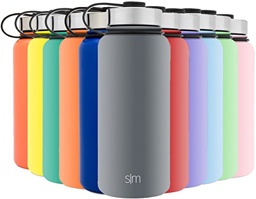 Simple Modern 32oz Vacuum Insulated Stainless Steel Water Bottle - Summit Wide Mouth Thermos Travel Mug - Double Walled Flask - Powder Coated Hydro Canteen - Slate Gray