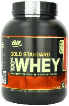 Optimum Nutrition Gold Standard 100% Whey Nutritional Drink, Strawberry Shake, 3.32 Pound