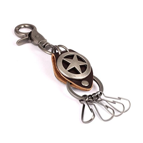 NIANPU Creative Leather Valet Key Chain Key Rings Five-pointed star