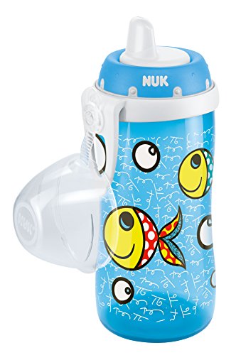 NUK Romero Britto 10255277 Kiddy Cup with Robust Plastic Spout, Leak-Proof, from 12 Months, BPA-Free, 300 ml, Blue