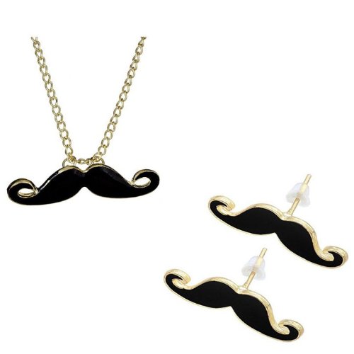 niceeshop(TM) Moustache Mustache Earrings (1 Pair,Black)+Mustache Necklace