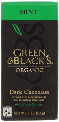 Green & Black's Chocolate Bar - 60% Dark With Mint, 3.5-Ounce (Pack of 5)