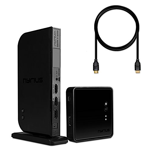 Nyrius ARIES Home+ Wireless HDMI 2x Input Transmitter & Receiver for Streaming HD 1080p 3D Video and Digital Audio from Cable box, Satellite, Bluray, DVD, PS4, PS3, Xbox One/360, Laptops, PC (NAVS502) - BONUS Additional Nyrius HDMI Cable Included