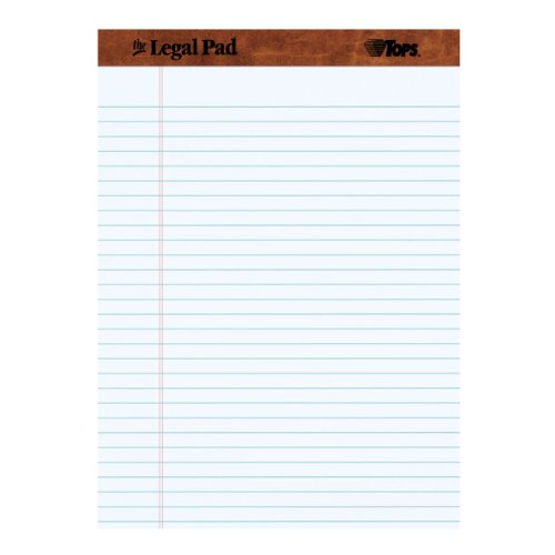 TOPS The Legal Pad 8-1/2 x 11-3/4 Perforated White, Legal/Wide Rule, 50 Sheets per Pad/12 Pads per Pack (7533)