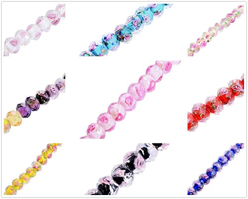 ILOVEDIY 10Pcs Pink Lampwork Glass Beads Charms for Jewelry Making in Bulk 12x8mm