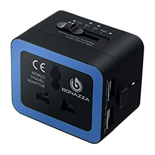 BONAZZA AC Universal World Travel Power Adapter, Dual USB Electric Adaptor Kit Pro for iPhone Cell Phone