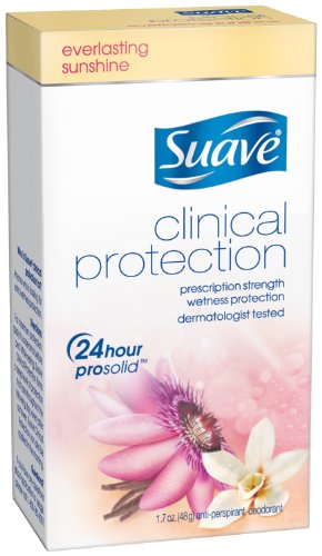 Suave Anti-Perspirant Deodorant, Clinical Everlasting Sunshine Invisible Solid, 1.7 Ounce