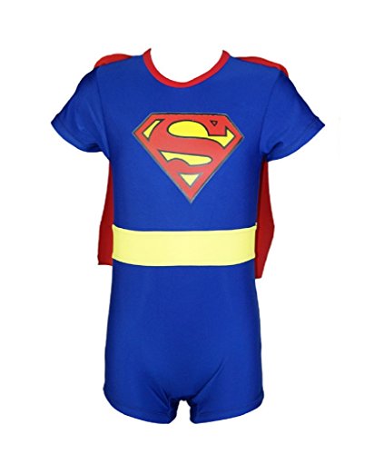 Baby Boys Hot Superman One Piece UV Protection Swimsuit With Hat and Cloak blue-XL(2/3Y)