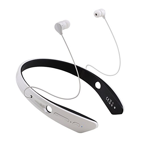 SoundBot® SB730 Bluetooth 4.0 Stereo Wireless Sweat resistant Wearable Headset w/ 18 Hrs Music Streaming or Hands-free Talking, 300 hours Standby Time, Multi device connection, Potent Bass, Crystal Audio, Built-in Mic, Vibration Alert, Voice Prompt, & CVC (Clear Voice Capture), White