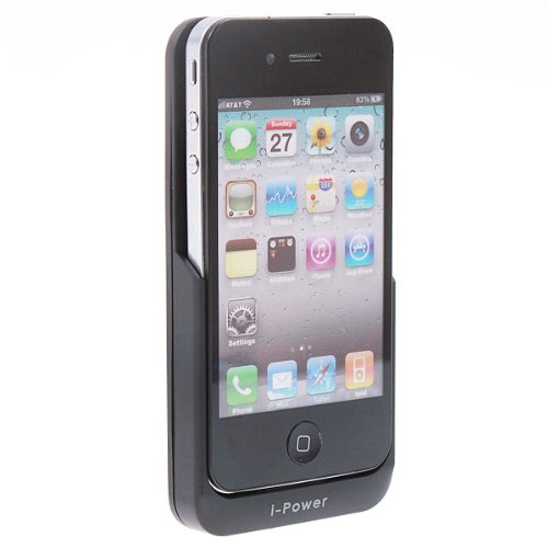 i-Power External Power Pack Backup Battery Charger Case For iPhone 4G (Black)