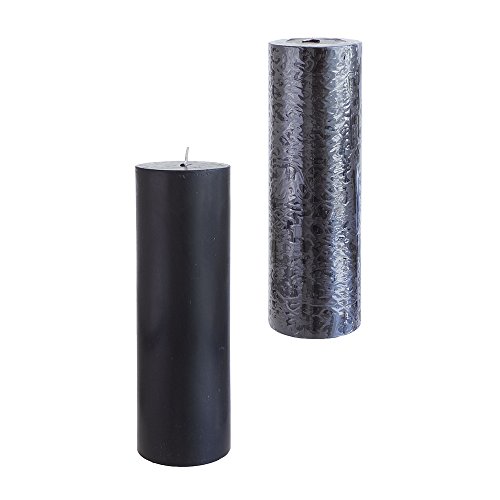 Mega Candles - Unscented 3 x 9 Hand Poured Round Premium Pillar Candle - Black