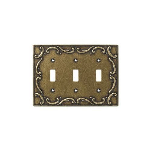 Brainerd 64279 Traditional French Lace Triple Switch Wall Plate / Switch Plate / Cover, Sponged Copper